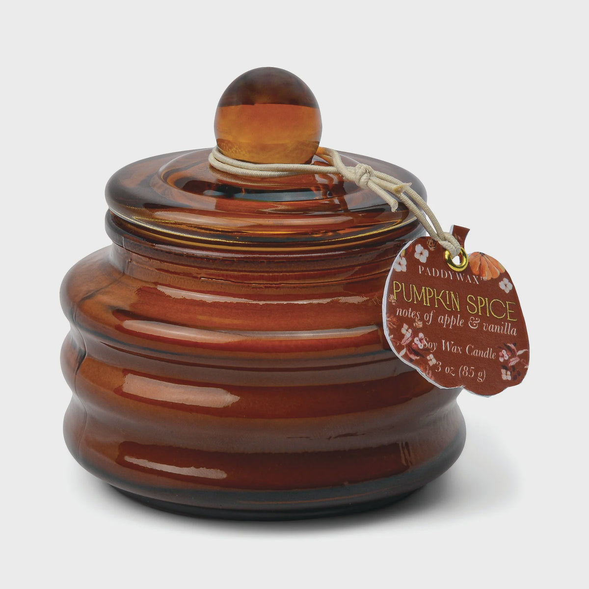 Scented Decorative Candle: Glass Jar Rippled BEAM Pumpkin Spice - Orange - Paddywax