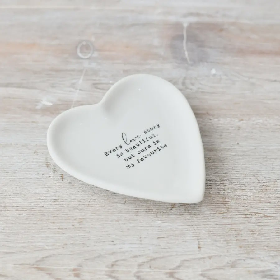 Trinket Dish: Ceramic Heart  Every Love Story is Beautiful - White