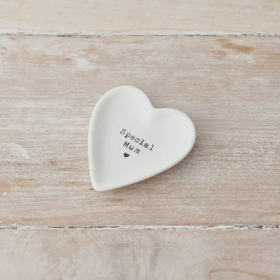 Trinket Dish: Ceramic Heart Special Mum - White