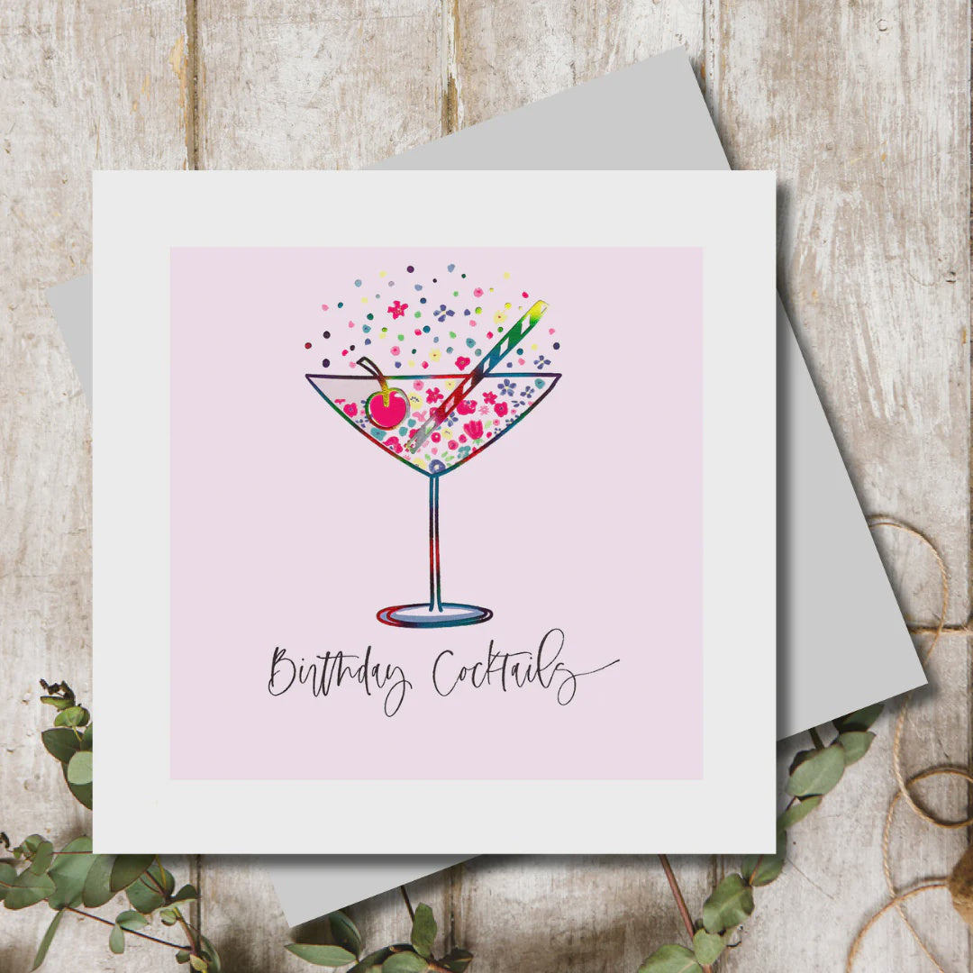 Birthday  Card: Rainbow Foil  Cocktail  Pretty Lilly - Marina B