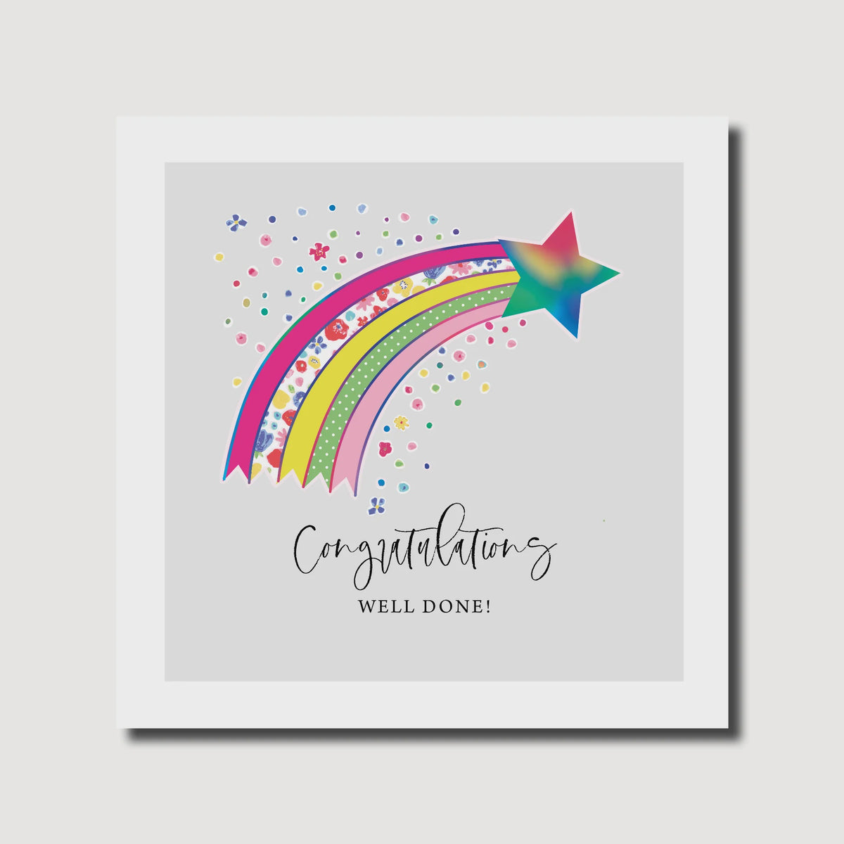 Well Done Card: Pretty Lilly Congratulations Rainbow Star - Marina B