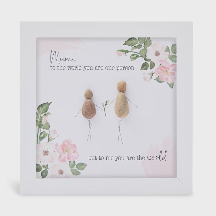 Pebble Picture: Mum, to the World You're One Person but to me You're the World - White Box Frame - La de Da Living