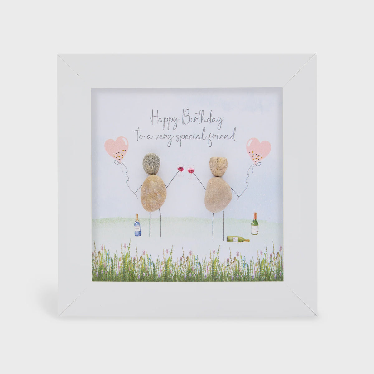 Pebble Picture: Happy Birthday to a Very Special Friend - White Box Frame - La de Da Living
