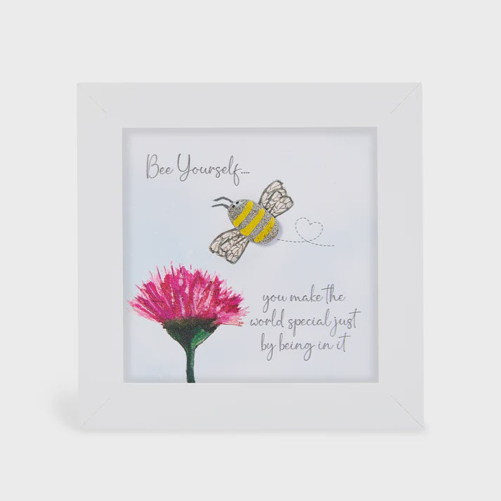 Pebble Picture: Bee Yourself - White Box Frame - La de Da Living