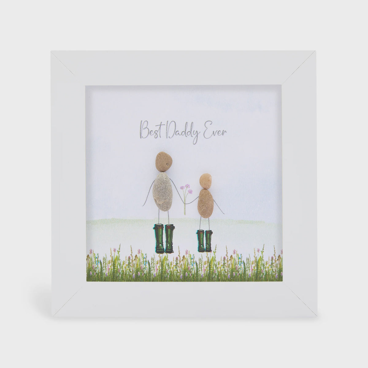 Pebble Picture: Best Daddy Ever - White Box Frame - La de Da Living