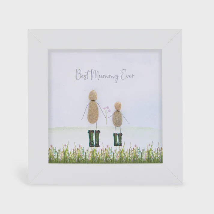 Pebble Picture: Best Mummy Ever - White Box Frame - La de Da Living