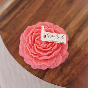 Candle: Peony Shape Natural Wax - Berry Pink  - Niki Candle