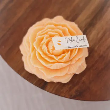 Candle: Peony Shape Natural Wax - Orange - Niki Candle