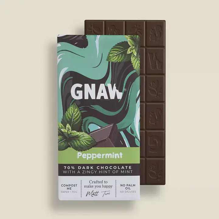 Chocolate Bar: Peppermint 80g - Gnaw Chocolate