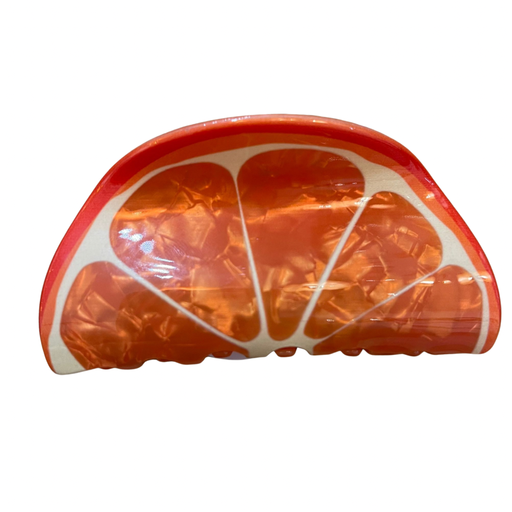 Hair Claw: Small Orange Slice Shaped  - Orange - Red Cuckoo