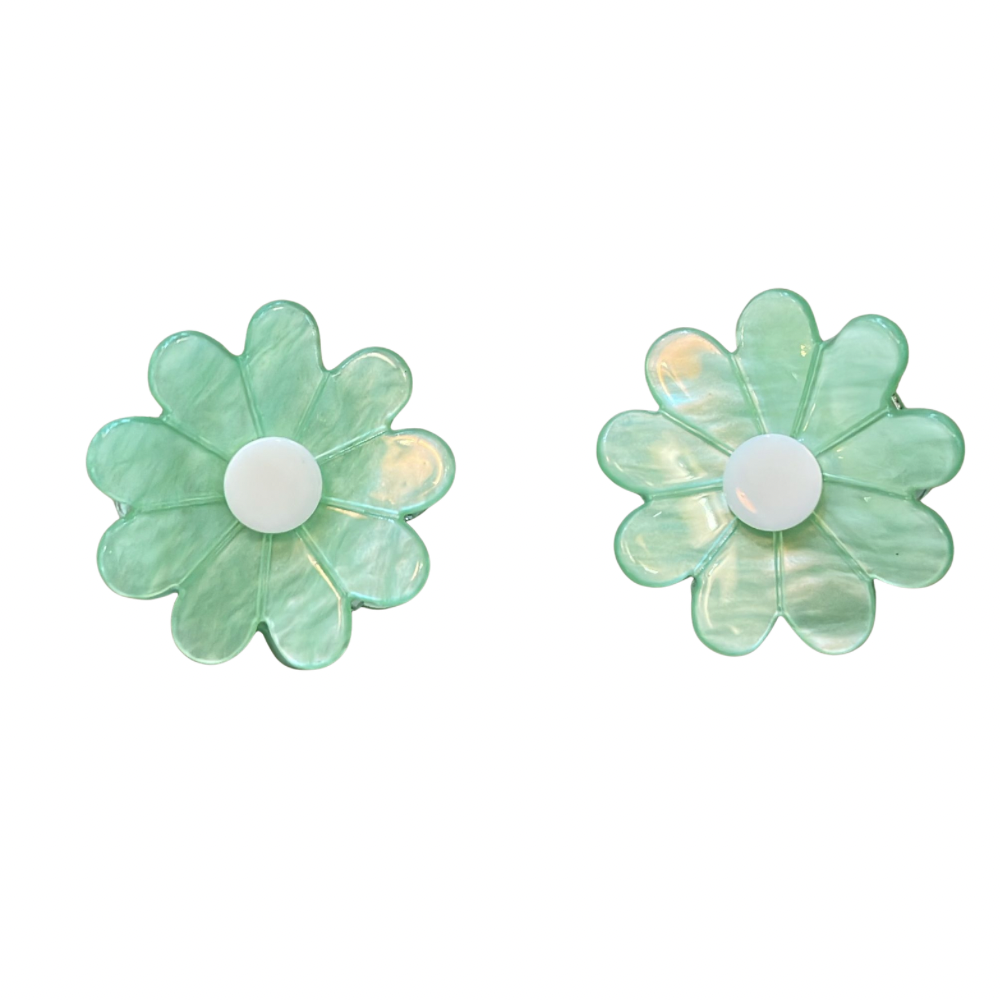 Hair Claw: Small Pack 2 Flowers Shaped  - Green - Red Cuckoo