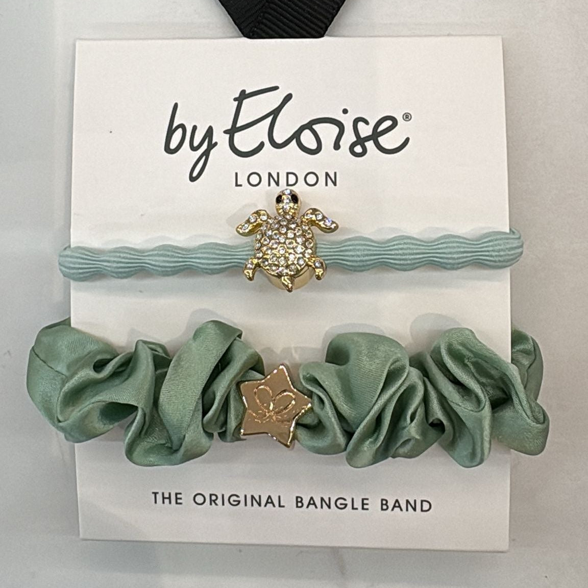 Hairband Bracelet Set: Diamante Turtle & Scrunchie - Mint - by Eloise