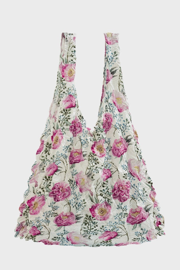 Reusable Shopping Bag: Poppalicious Crinkle  Expandable - Pink/Cream - My Little Eco Bag