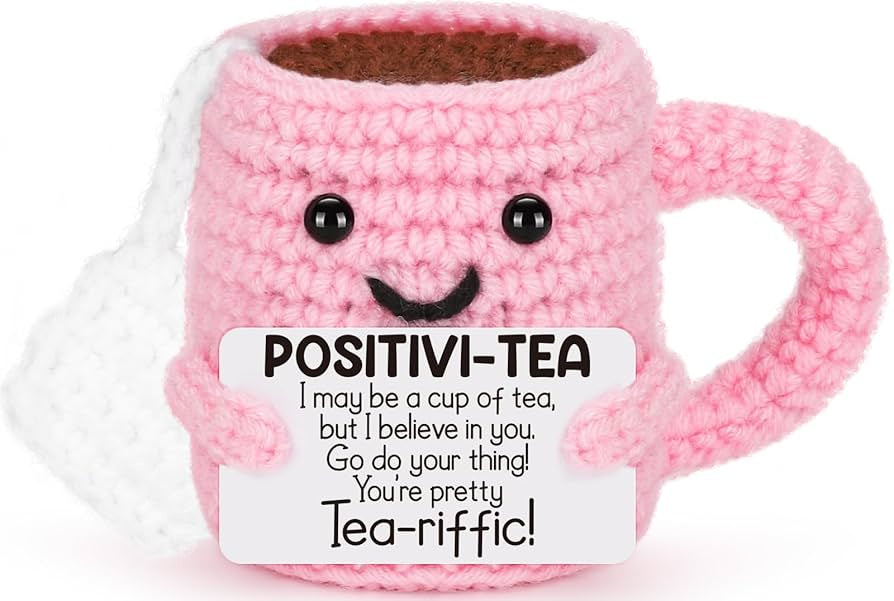 Positivity Crochet Gift:  Small - Postitivi-Tea - The Happy Fruit and Veg Farm