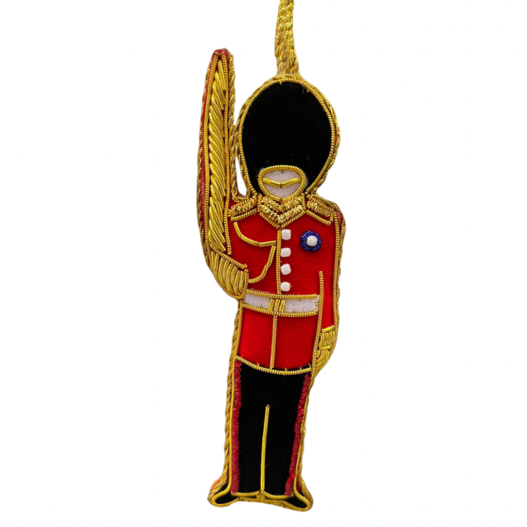 Christmas Tree Decoration: Velvet 3d Hand Finished Beaded Palace Guard - Red & Gold
