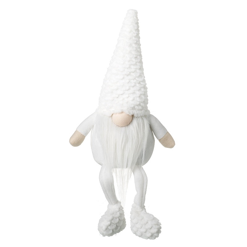 Christmas Character: Fabric Fur Sitting Gonk Long Legs Large  - White