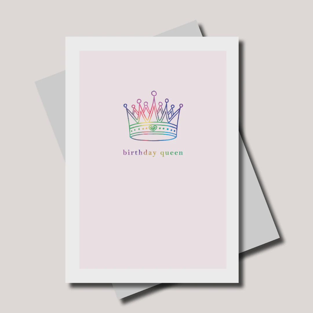 Birthday  Card: Rainbow Foil  Birthday Queen  Over The Rainbow - Marina B