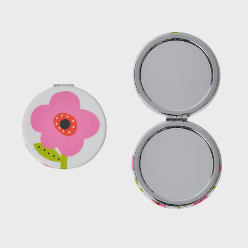 Compact Mirror: Pretty Pink  Flower - Pink - Belly Button Designs