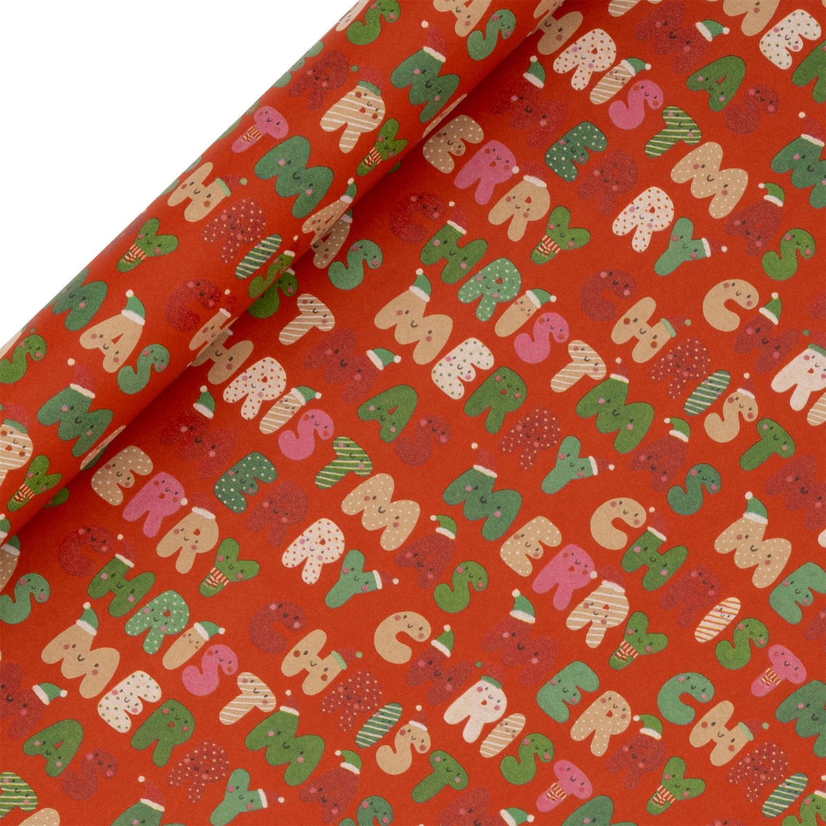 Christmas Roll Wrap: 3m Merry Christmas - Red - Glick