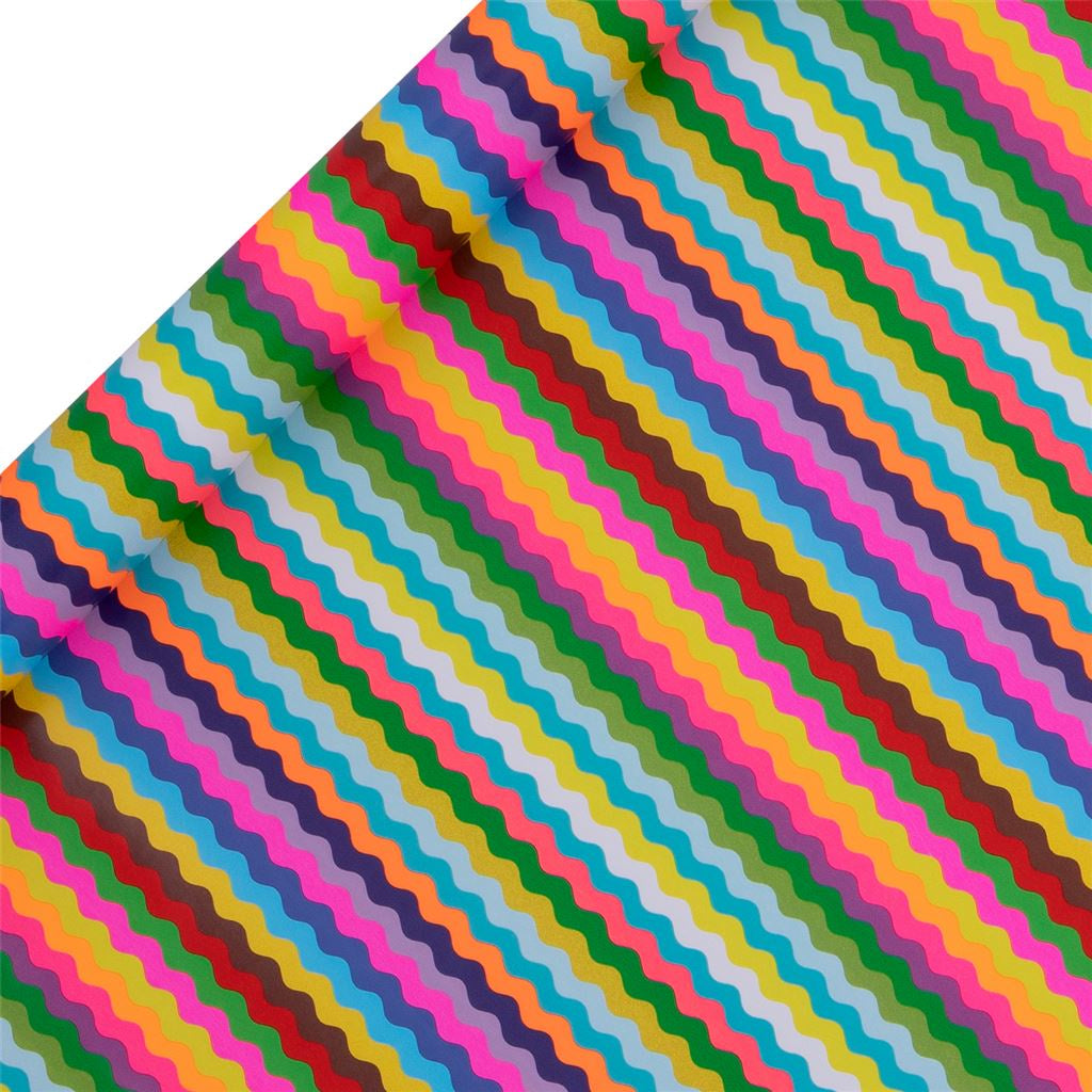 Roll Wrap: 4m Ric Rac Brights Wavy Lines - Multicolour - Paper Salad