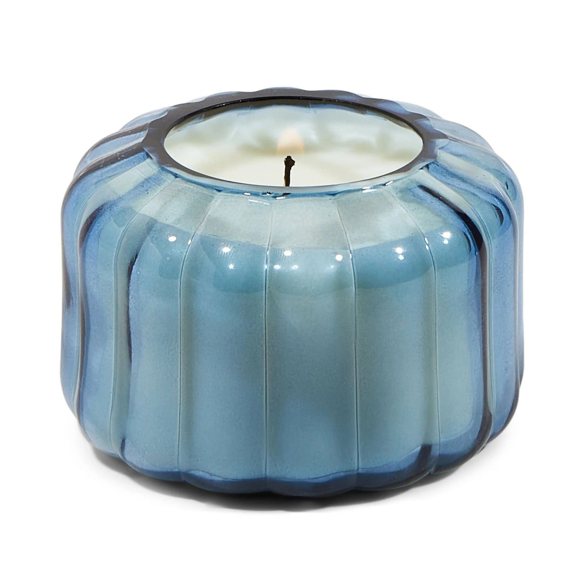 Candle: Scented Glass Ripple Small 4.5oz Peppered Indigo - Blue