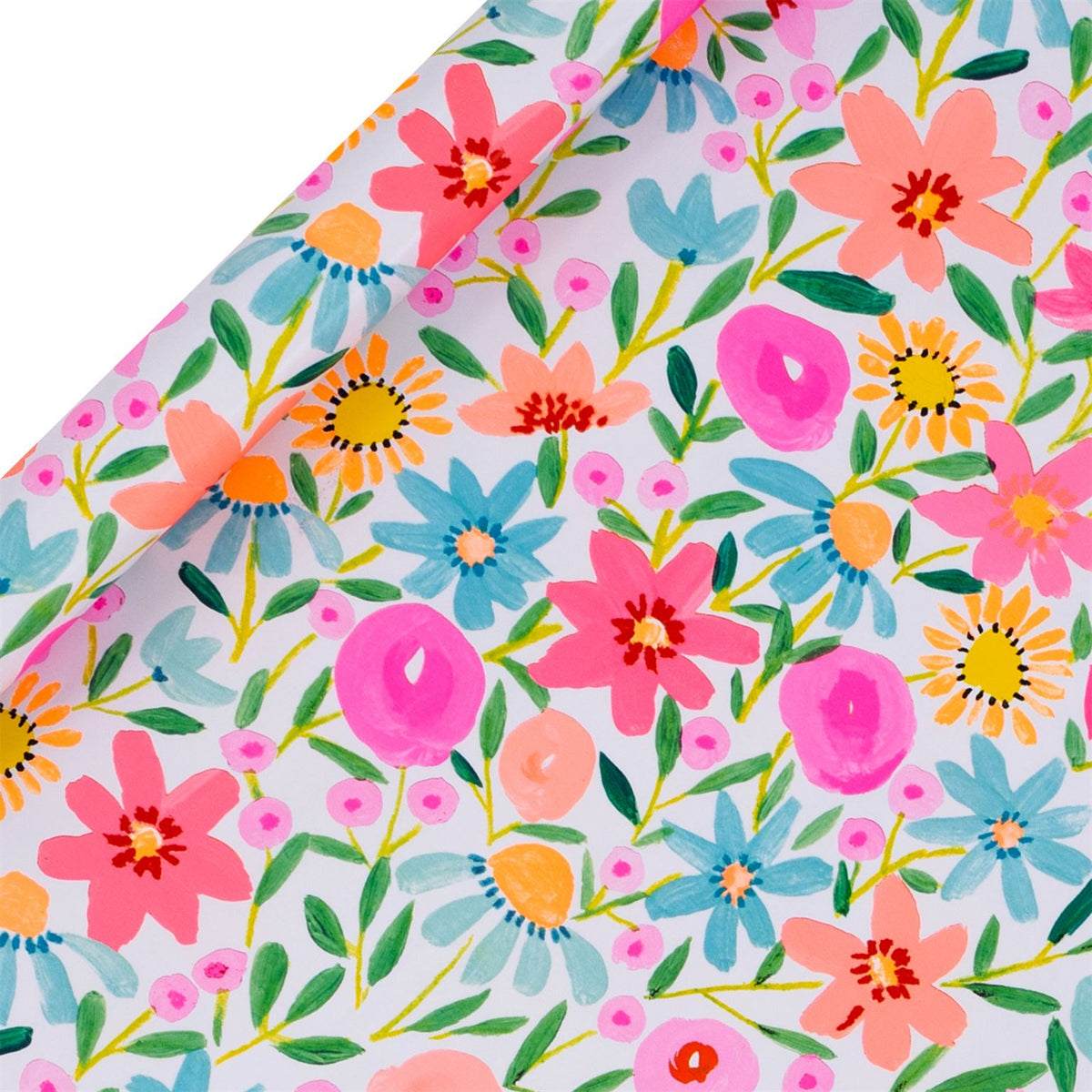 Roll Wrap: 4m Blazing Blooms Pink Brights - Multicolour - Glick