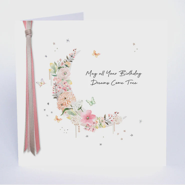 Birthday Card: May All Your Birthday Dreams Come True Hand Finished Crystals Ribbons & Roses - Five Dollar Shake