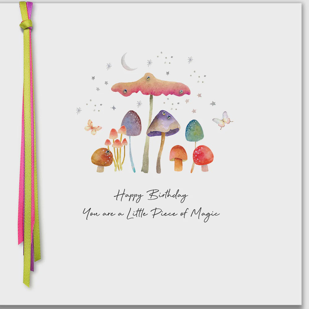 Birthday Card: You Are A Little Piece Of Magic Hand Finished Crystals Ribbons & Roses - Five Dollar Shake