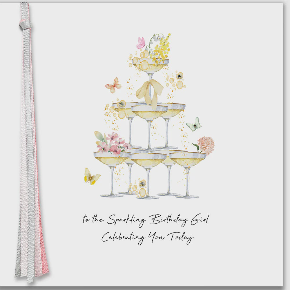 Birthday Card: To The Sparkling Birthday Girl Celebrating You Today Hand Finished Crystals Ribbons & Roses - Five Dollar Shake