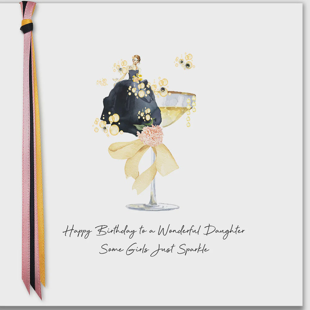 Daughter Card: Some Girls Just Sparkle Hand Finished Crystals Ribbons & Roses - Five Dollar Shake