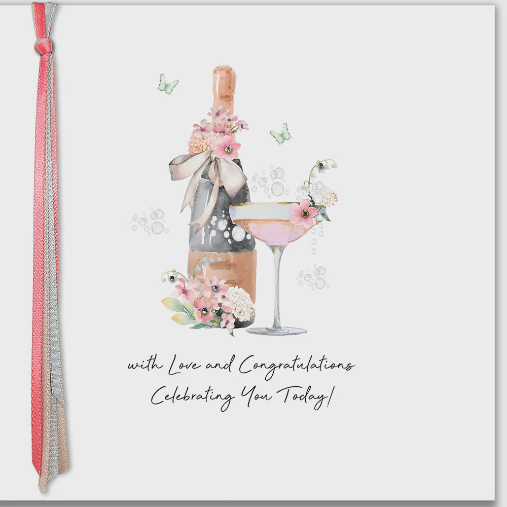 Congratulations Card: Celebrating You Today Hand Finished Crystals Ribbons & Roses - Five Dollar Shake