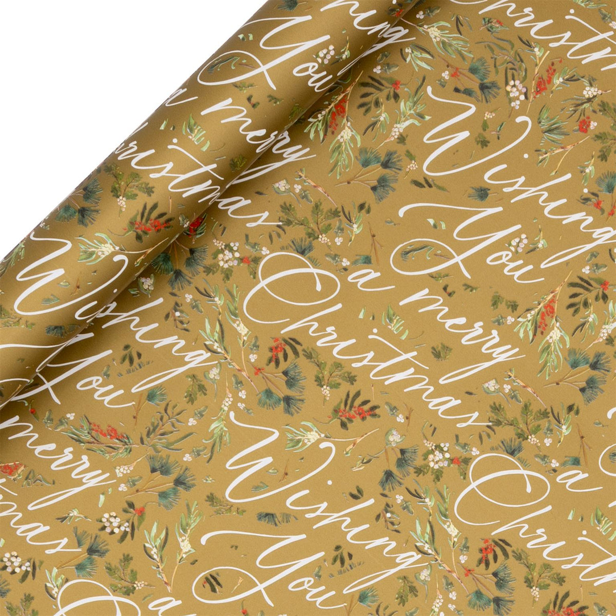 Christmas Roll Wrap: 4m Evergreen Embrace  - Gold - Glick