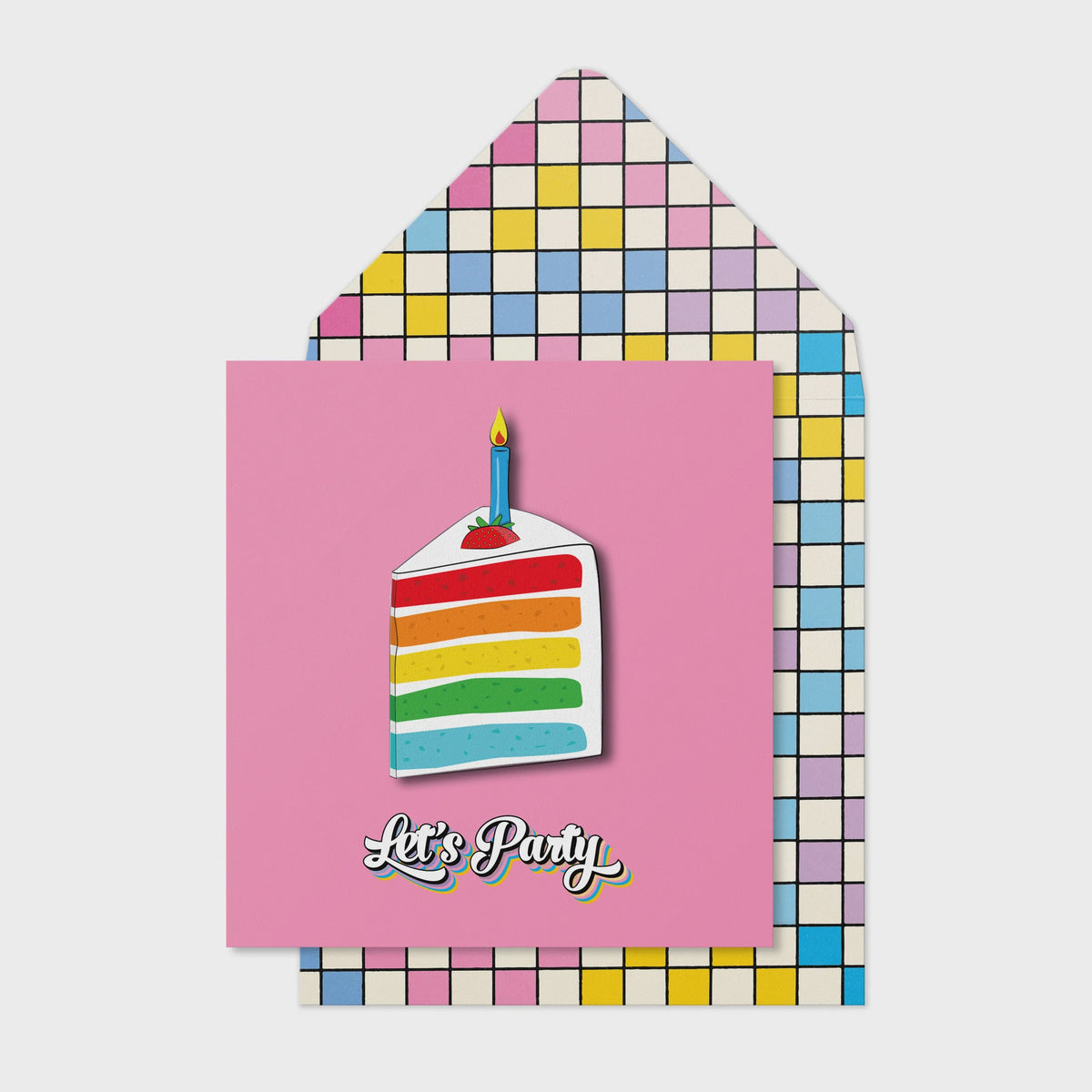 Birthday Card: 3D Lets Party Cake - Tache