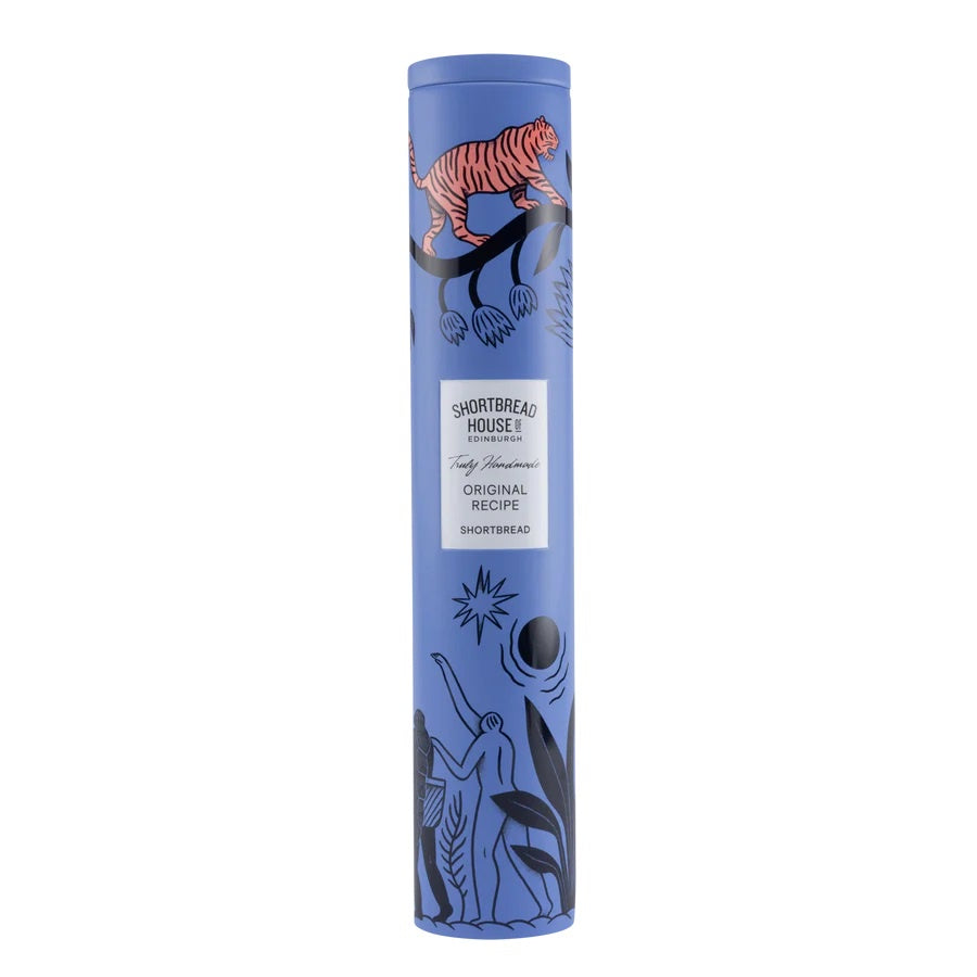 Biscuit Tin Tall: Handmade Shortbread 250g Original Recipe - Blue Tiger - Shortbread House of Edinburgh