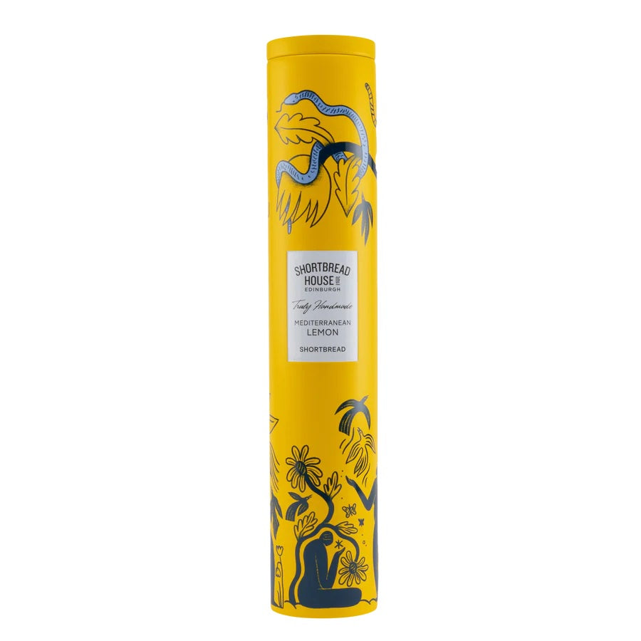 Biscuit Tin Tall: Handmade Shortbread 250g Sicilian Lemon - Yellow Leaves - Shortbread House of Edinburgh
