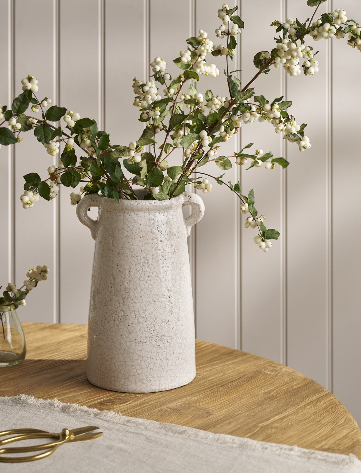 Vase: Ceramic Ravello Crackle Glaze Large - White - Garden Trading