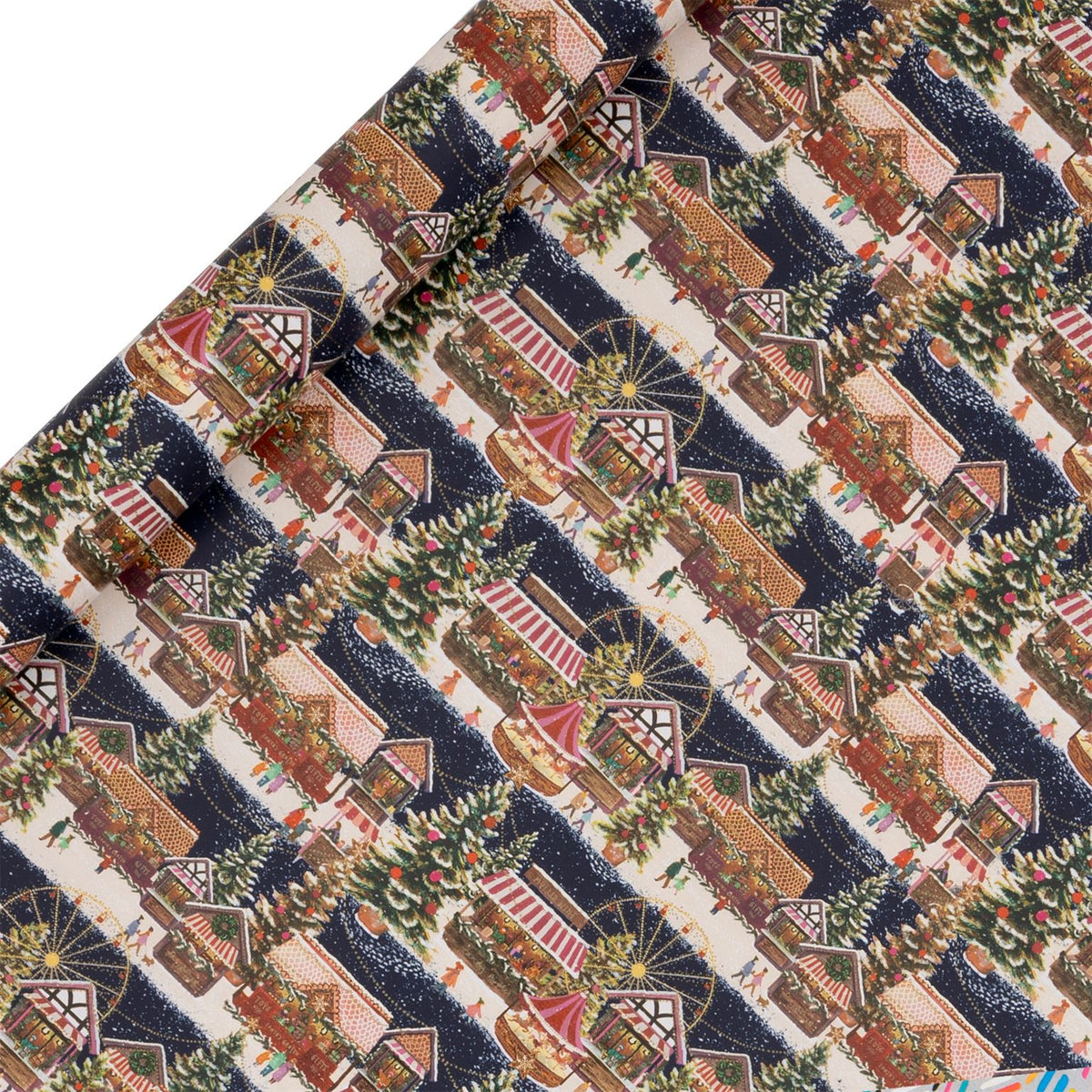 Christmas Roll Wrap: 4m Christmas Market - Blue - Glick