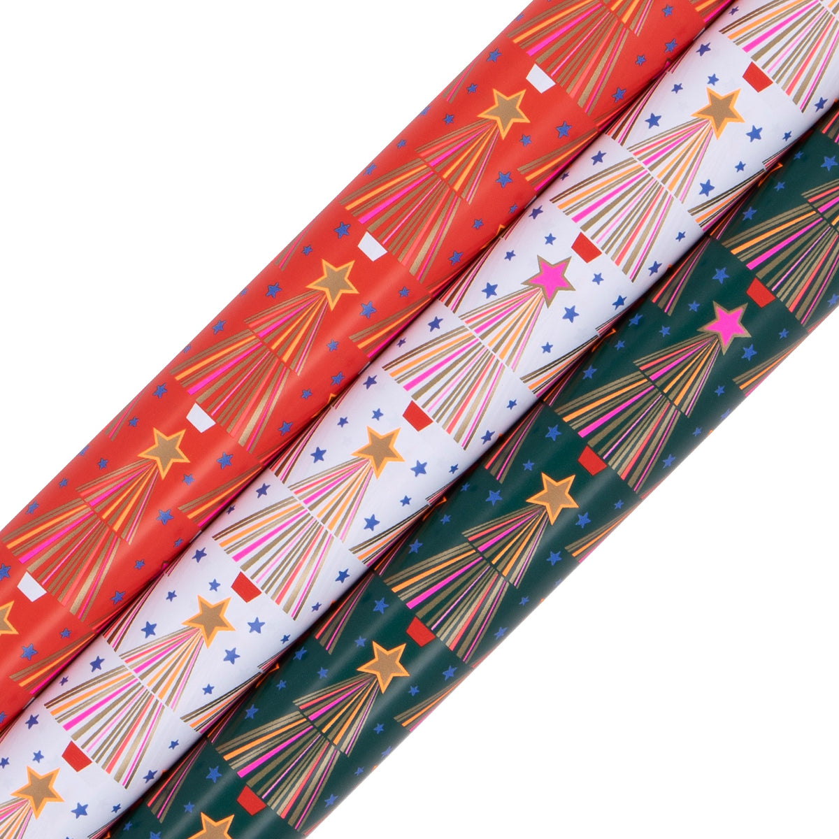 Roll Wrap: CONTEMPORARY TREE CHRISTMAS - Assorted Colours - PAPER SALAD
