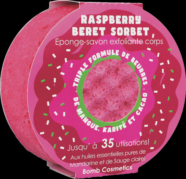 Body Buffer: Raspberry Beret Sorbet : Dark Pink - Bomb Cosmetics