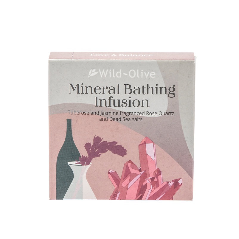Mineral Bath Infusion: Rose Quartz Crystal Infusion Handmade Natural Ingredients Essentail Oils - Wild Olive
