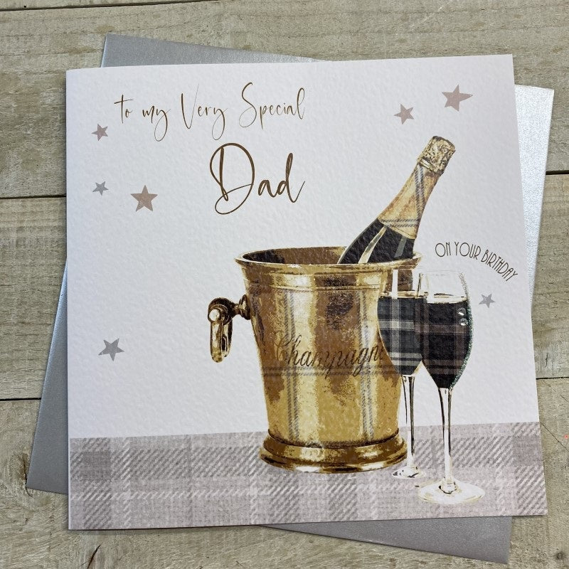 Dad Card: Champagne Bucket- White Cotton Cards