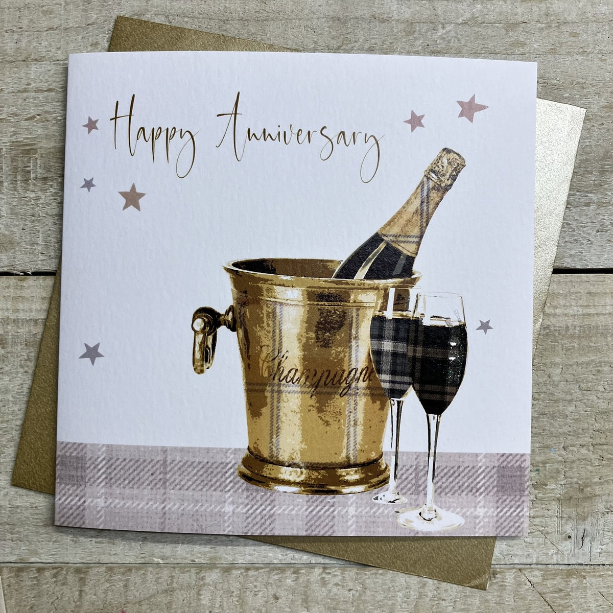 Anniversary Card: Special Champagne Bucket Bottle  - White Cotton Cards
