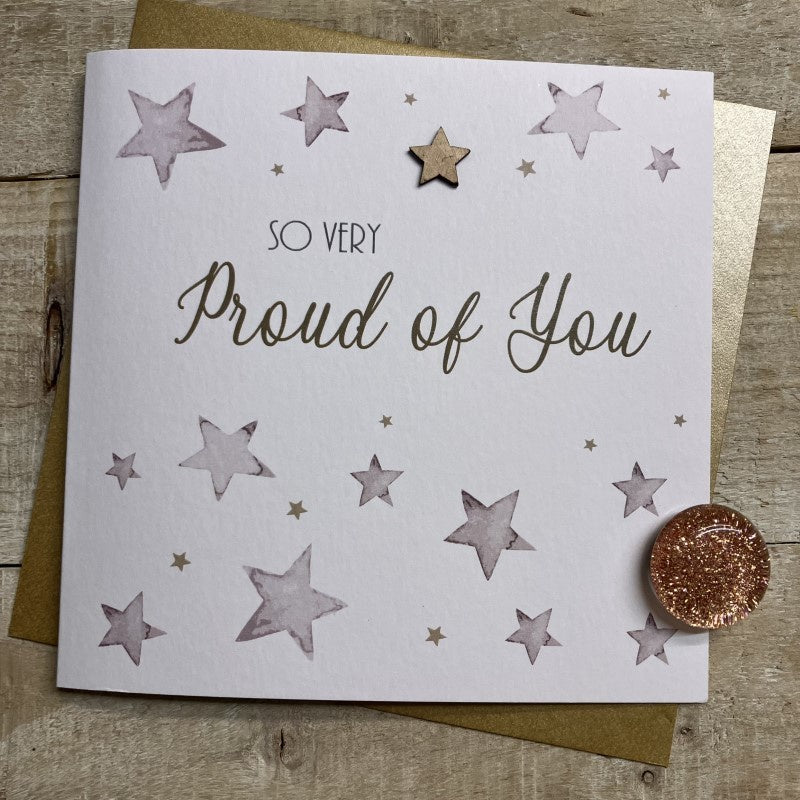 Well Done Card: So Very Proud Of You Stars - White Cotton Cards