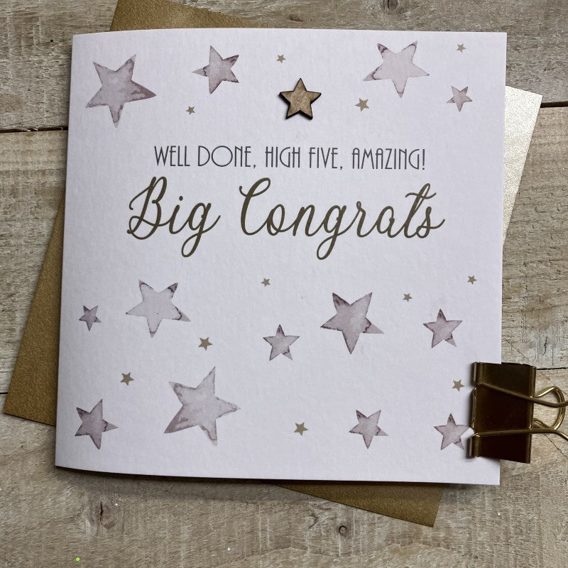 Well Done Card: Big Congrats Stars - White Cotton Cards