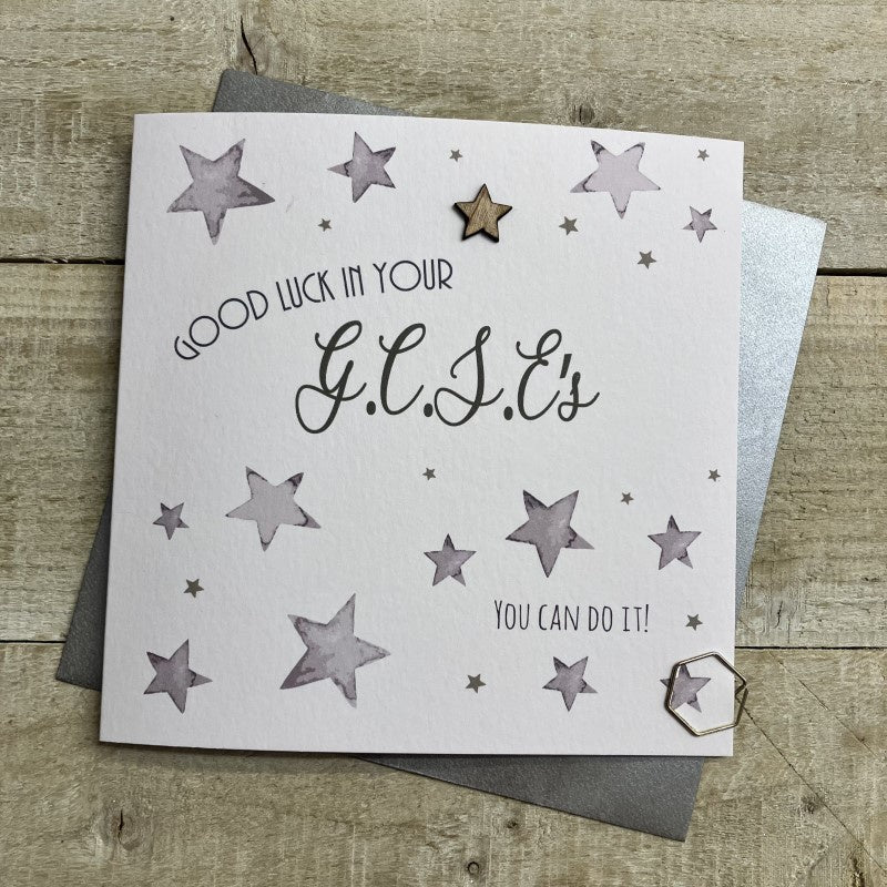 Good Luck in Your GCSEs Card: You Can Do It Stars - White Cotton Cards