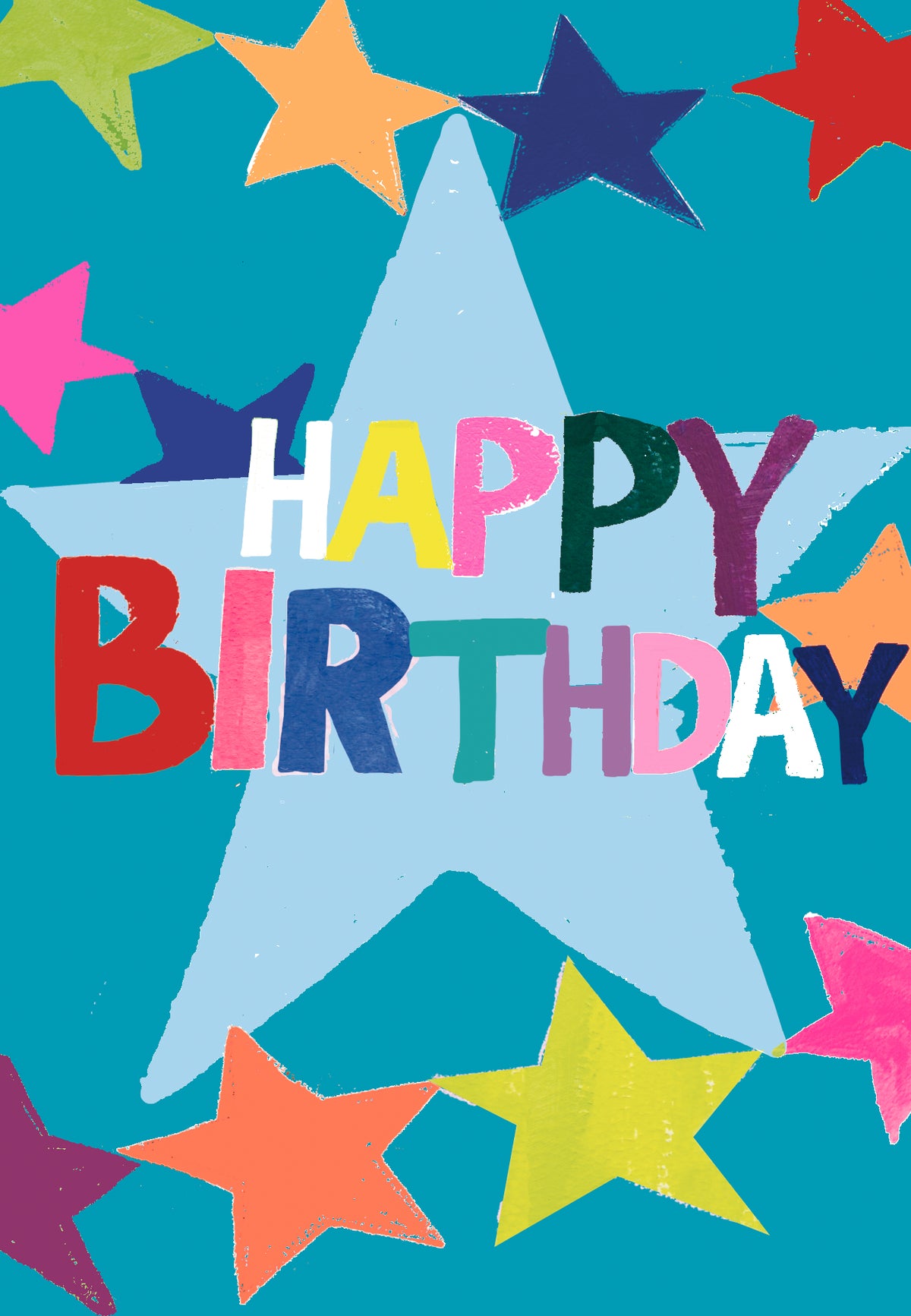 Birthday Card: Happy Bithday BLUE STAR - Neon - Paper Salad