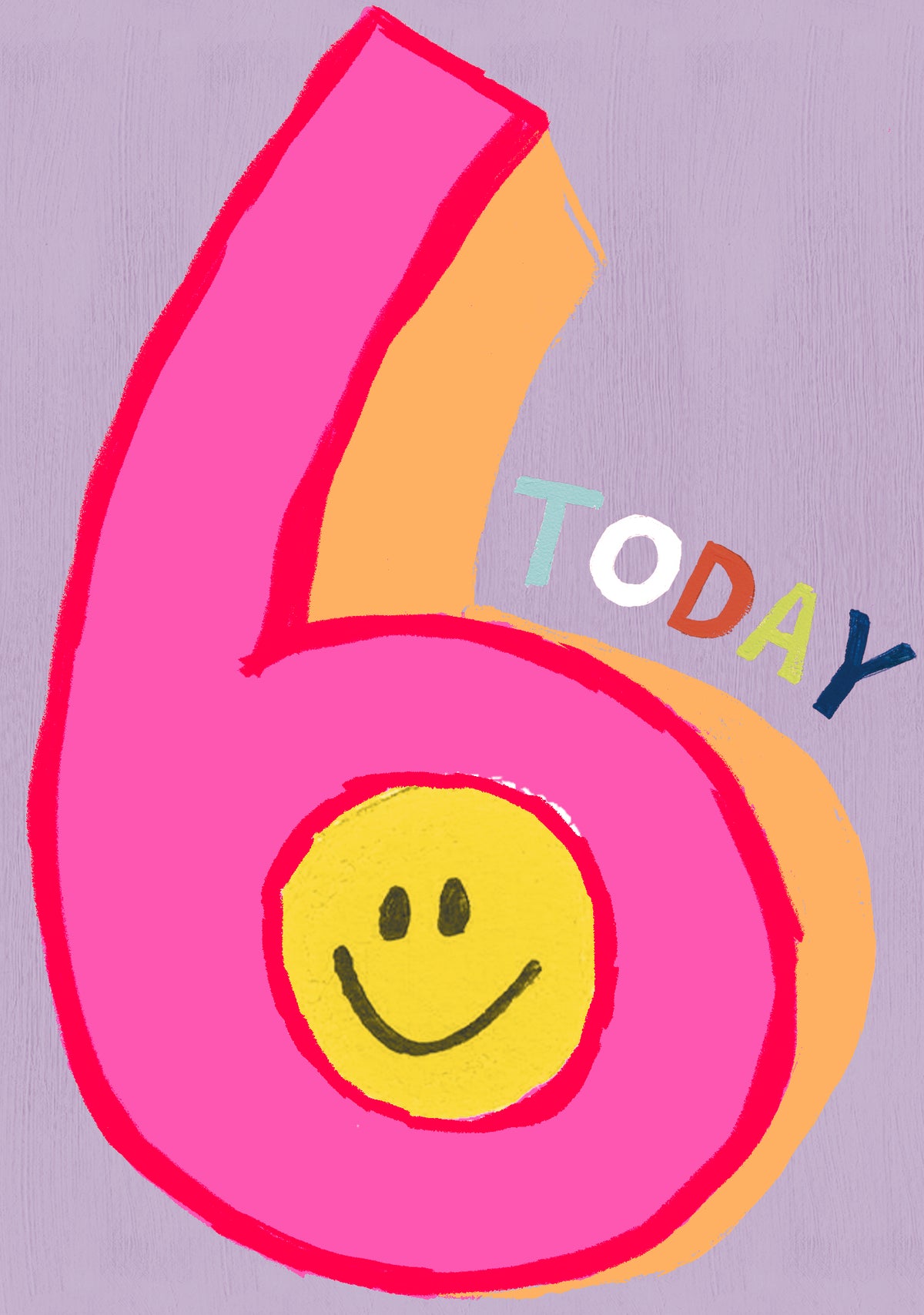 Kids Age  Birthday Card: BRIGHT COLOURFUL AGE 6 GIRL  - Paper Salad