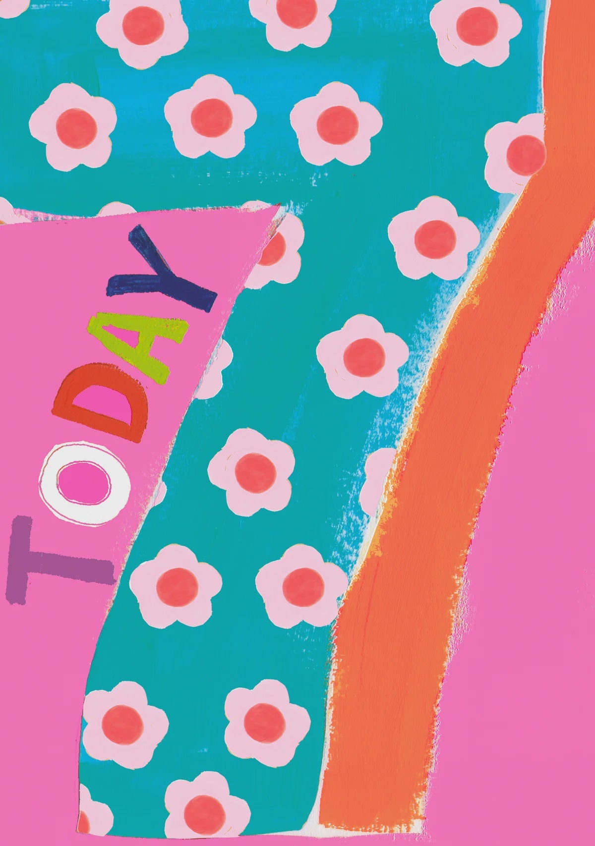 Childrens Age 7th Card: GIRL Flowers - Neon - Paper Salad