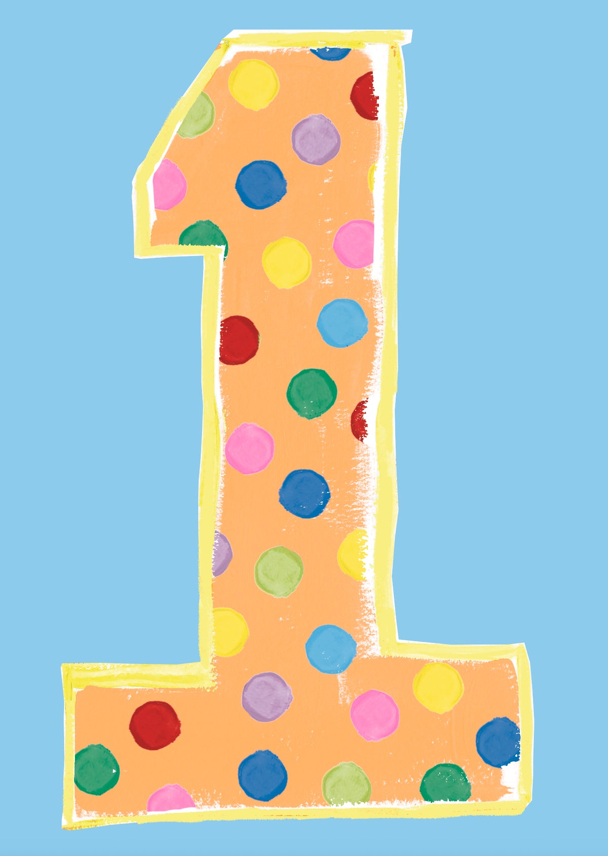 Childrens Age 1st Card: BOY Spots - Neon - Paper Salad