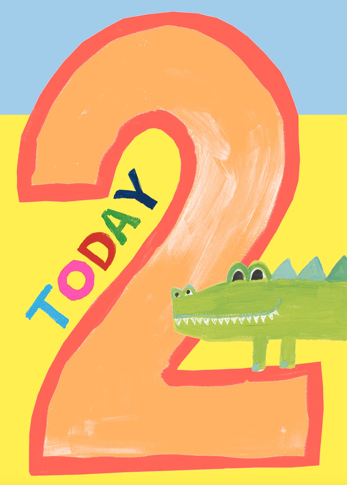 Childrens Age 2nd Card: BOY Croc - Neon - Paper Salad